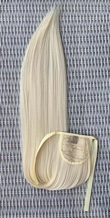 Premium Ultra włosy doczepiane, jasny blond, kucyk, treska ( 53 )