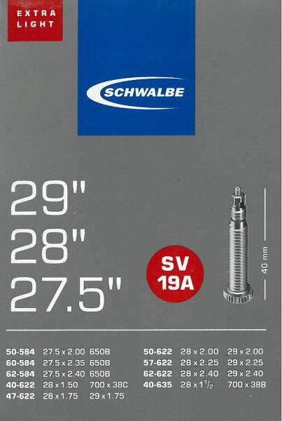 Schwalbe Sv19a Dętka Extra Light 140g presta 40mm