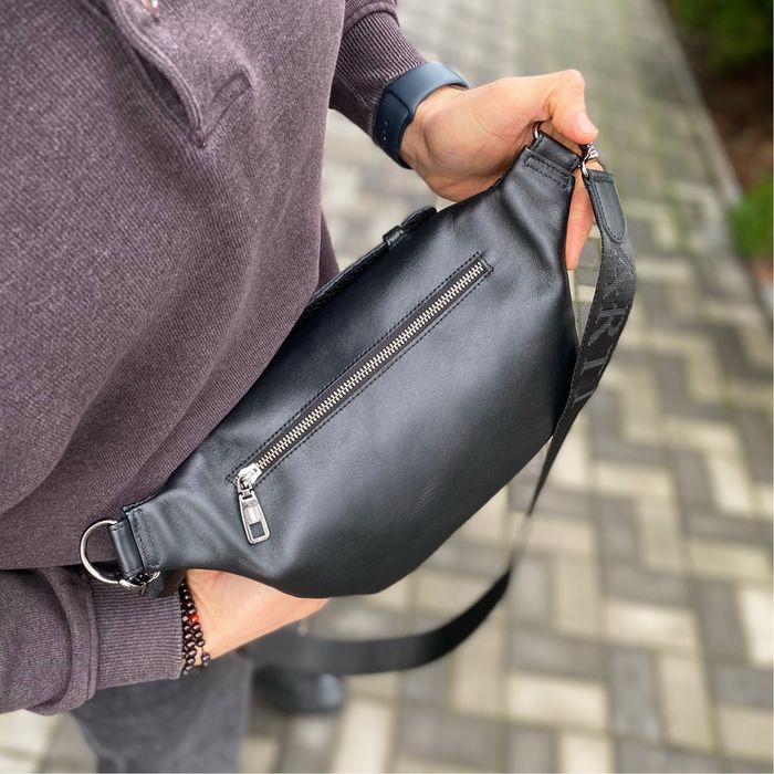Чоловіча сумка з натуральної шкіри бананка нагрудна SteelBack