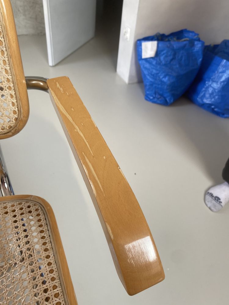 Włoskie Krzesło Cecsa M.Breuer chrom bauhaus mid century ratan vintage