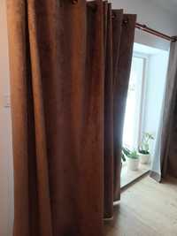 Zasłony welurowe velvet boho brązowe 250x200 okno salon