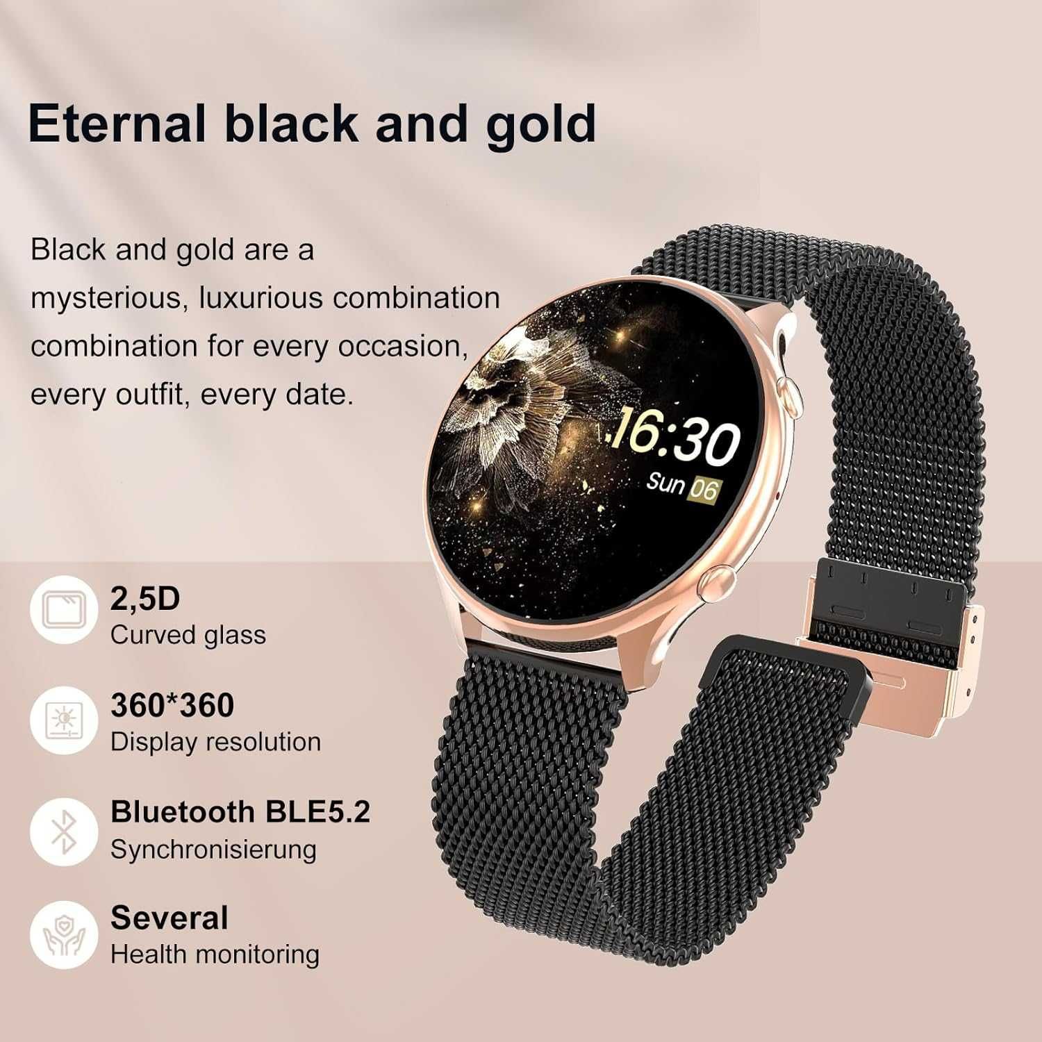 elfofle T6 smartwatch połączenia GPS IP67 tętno ciśnienie miesiączka