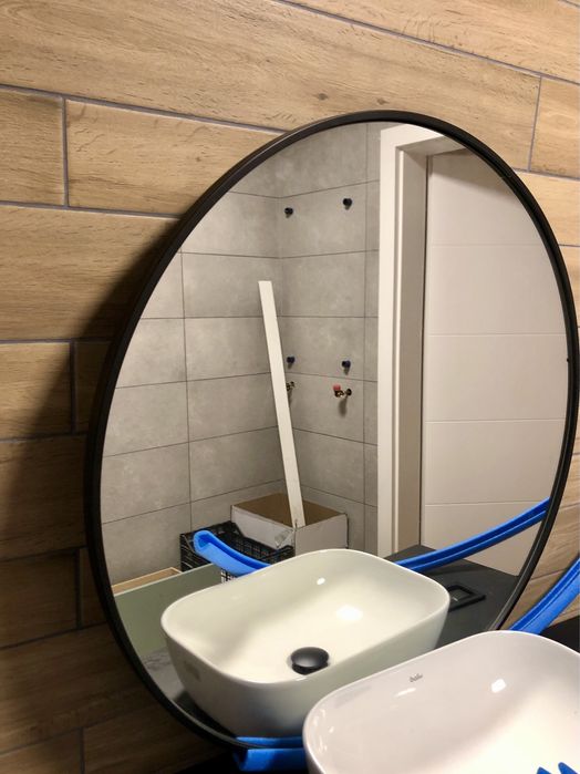 Lustr okrągłe czarna rama loft 85 cm nowe