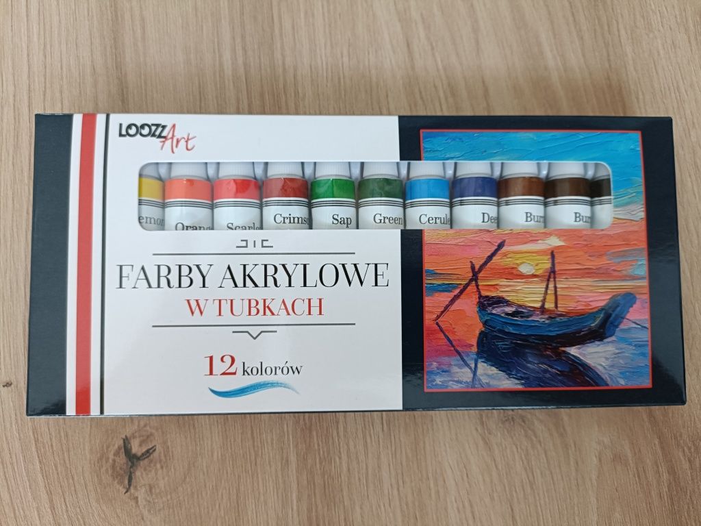 Zestaw Farby akrylowe + płótno A4