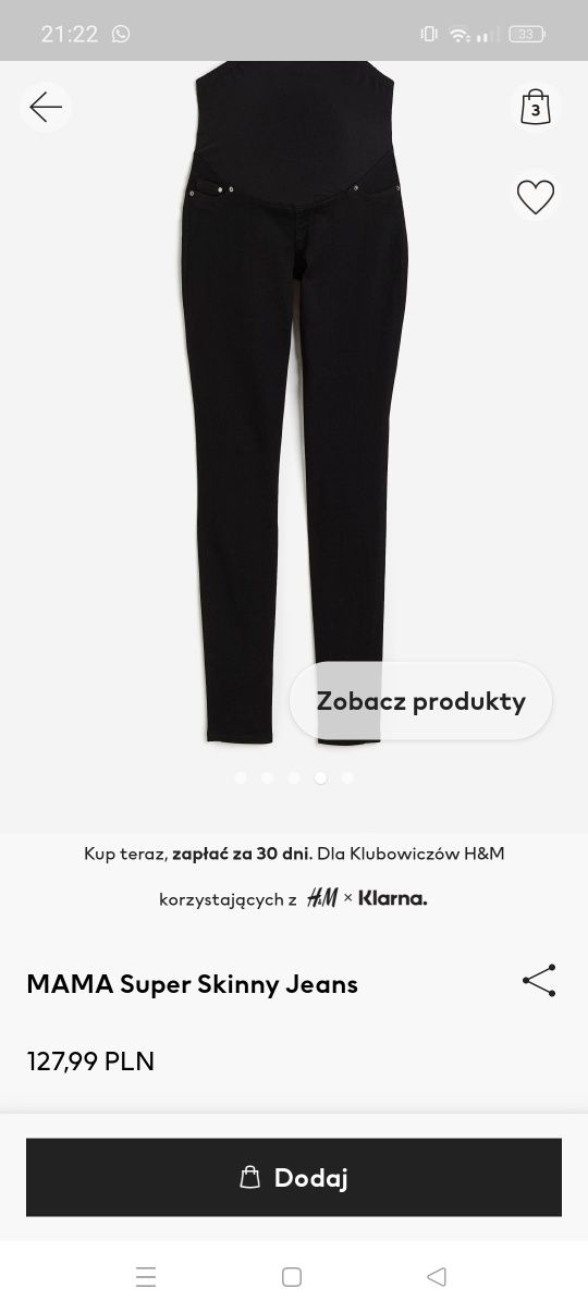 spodnie ciążowe marki H&M rozmiar m 38