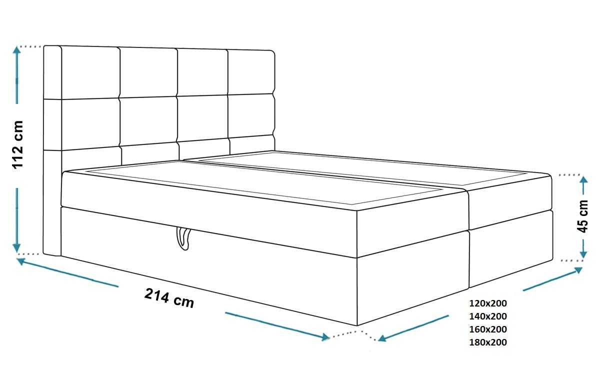 Łóżko kontynentalne z podnoszonym stelażem 120/140/160/180x200- MAX V