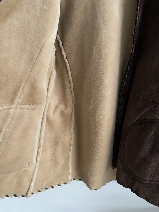 Brazowy zamszowy płaszcz kurtka skóra Wilsons Leather czekolada