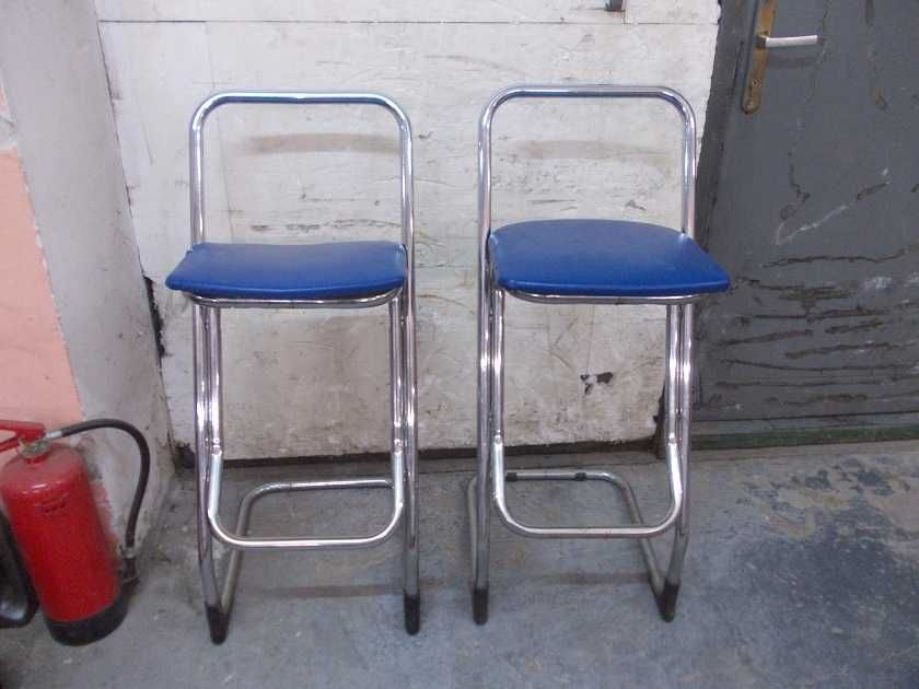 Stare chromowane wysokie hokery krzesła barowe
