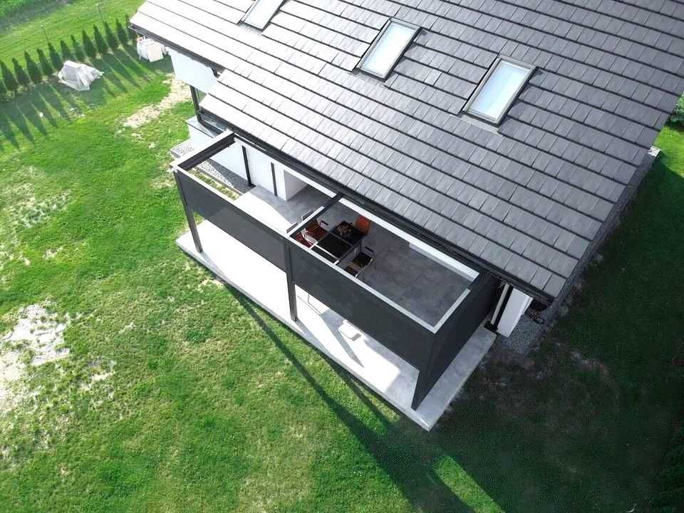 NIŻSZA CENA! Pergola tarasowa Konstrukcja Aluminiowa + Tkanina +Screen