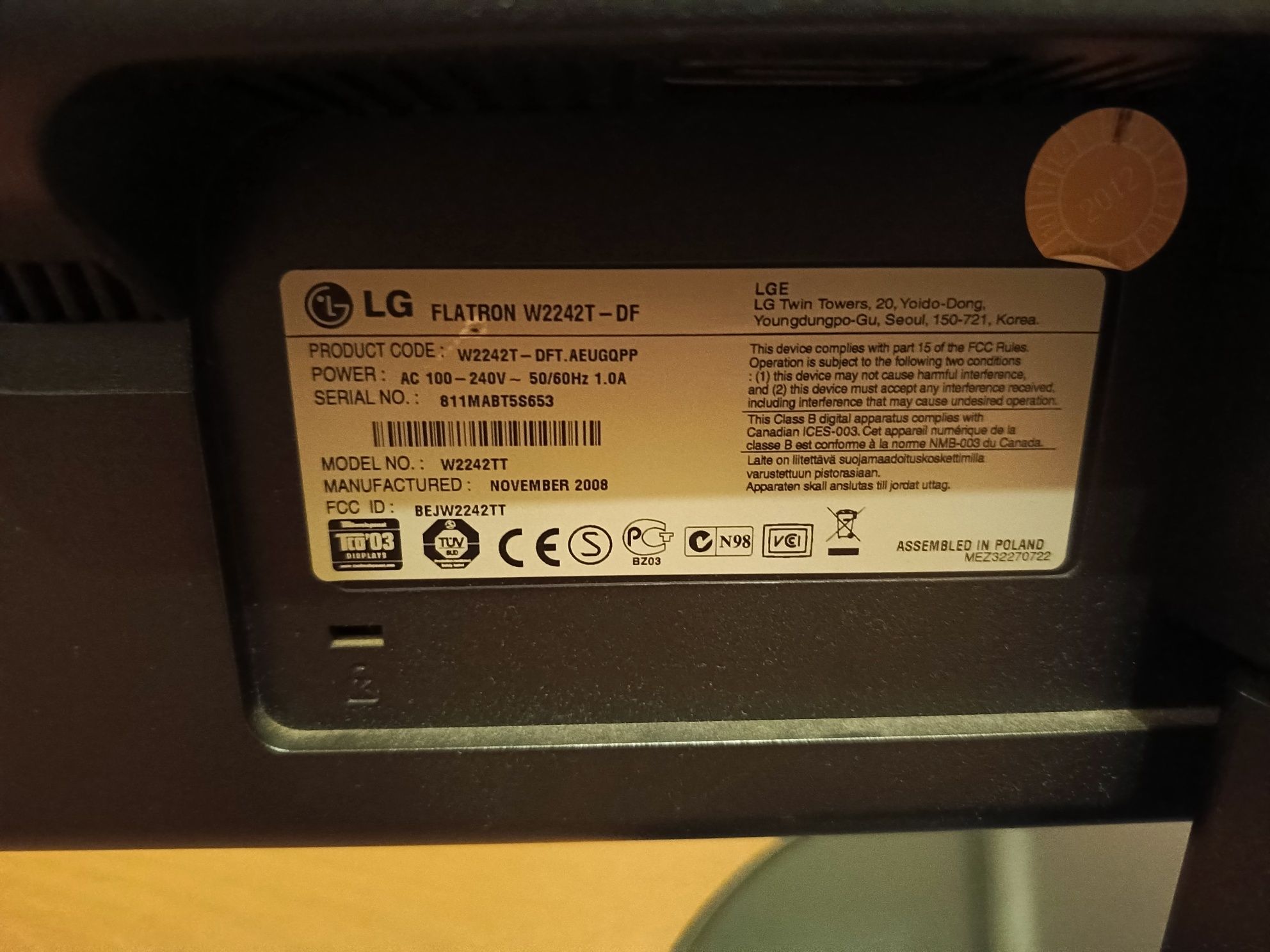 Monitor LG Flatron 22 cale