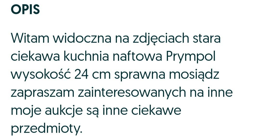 Kuchenka Prympol mosiądz