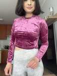 Hm crop top różowa bluzka welurowa barbie aksamit