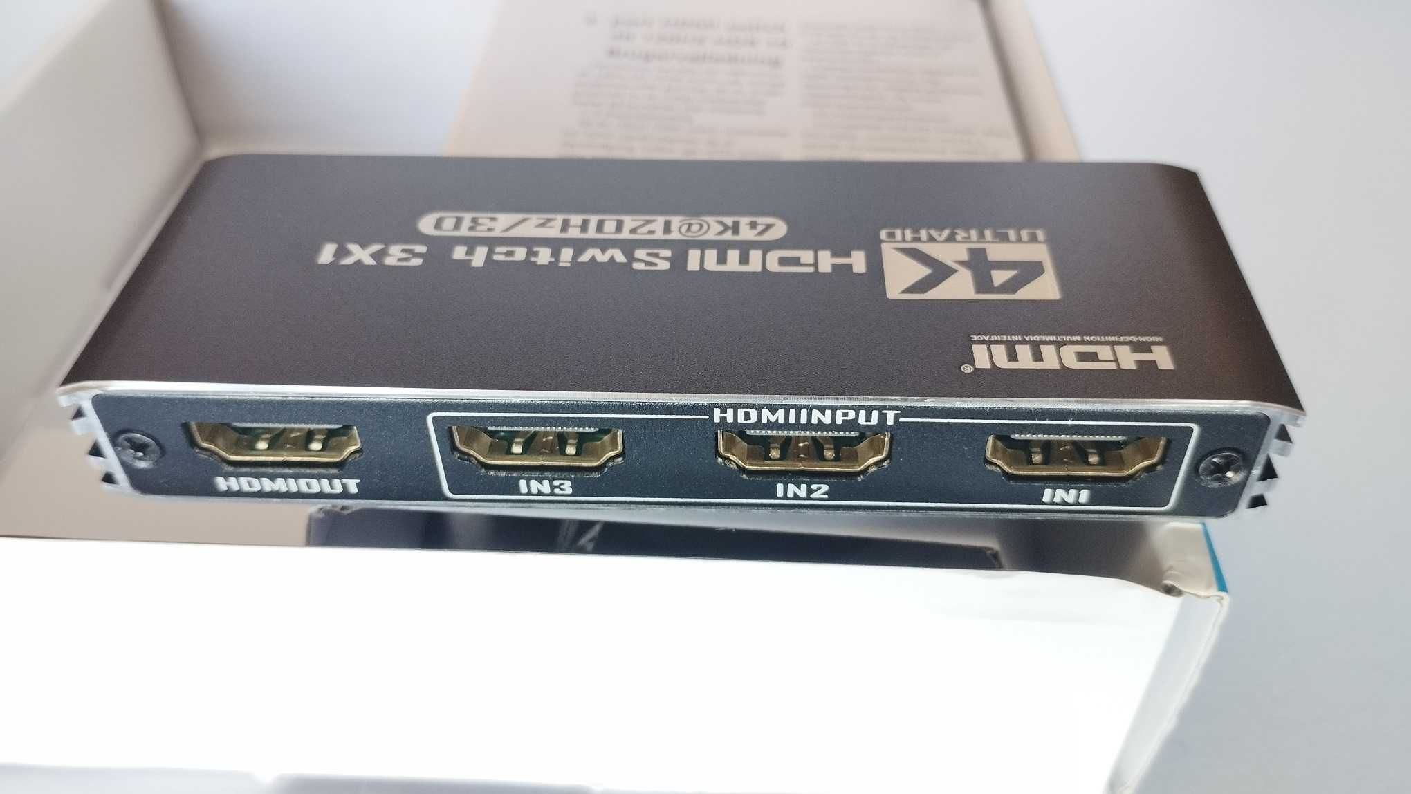 NOVO - ACHAVE Splitter/Switch HDMI 3 em 1 – 8K/60Hz e 4K/120Hz