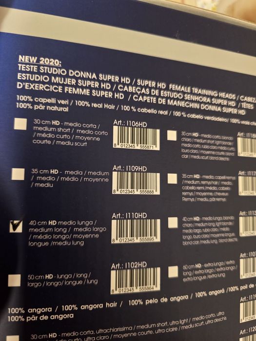 Голова, манікен, болванка для перукарів — 100% натуральне волосся 40см