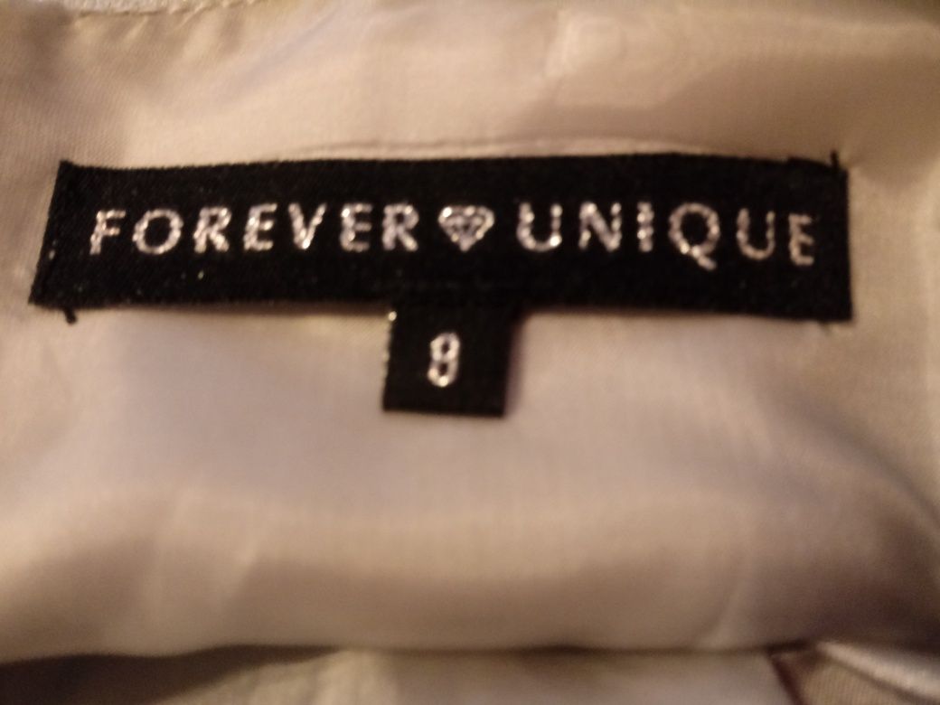 Sukienka Forever Unique ASOS srebrna szara tiul kryształki r.36