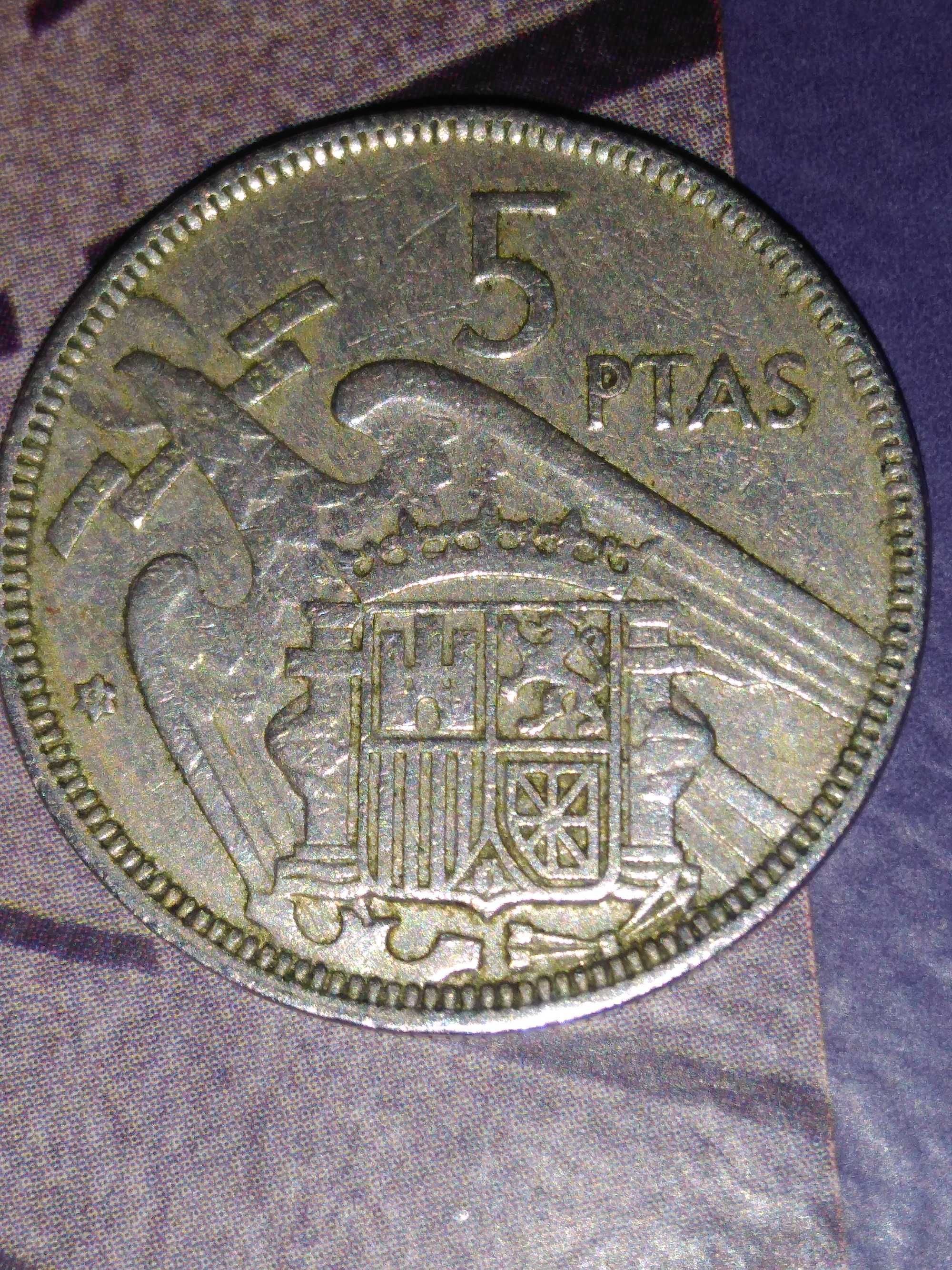 Moeda de 5 pesetas rara 1957