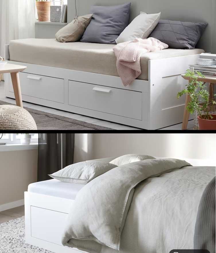 Cama individual e dupla c/ 2 gavetas / 2 colchões, 80x200 cm -