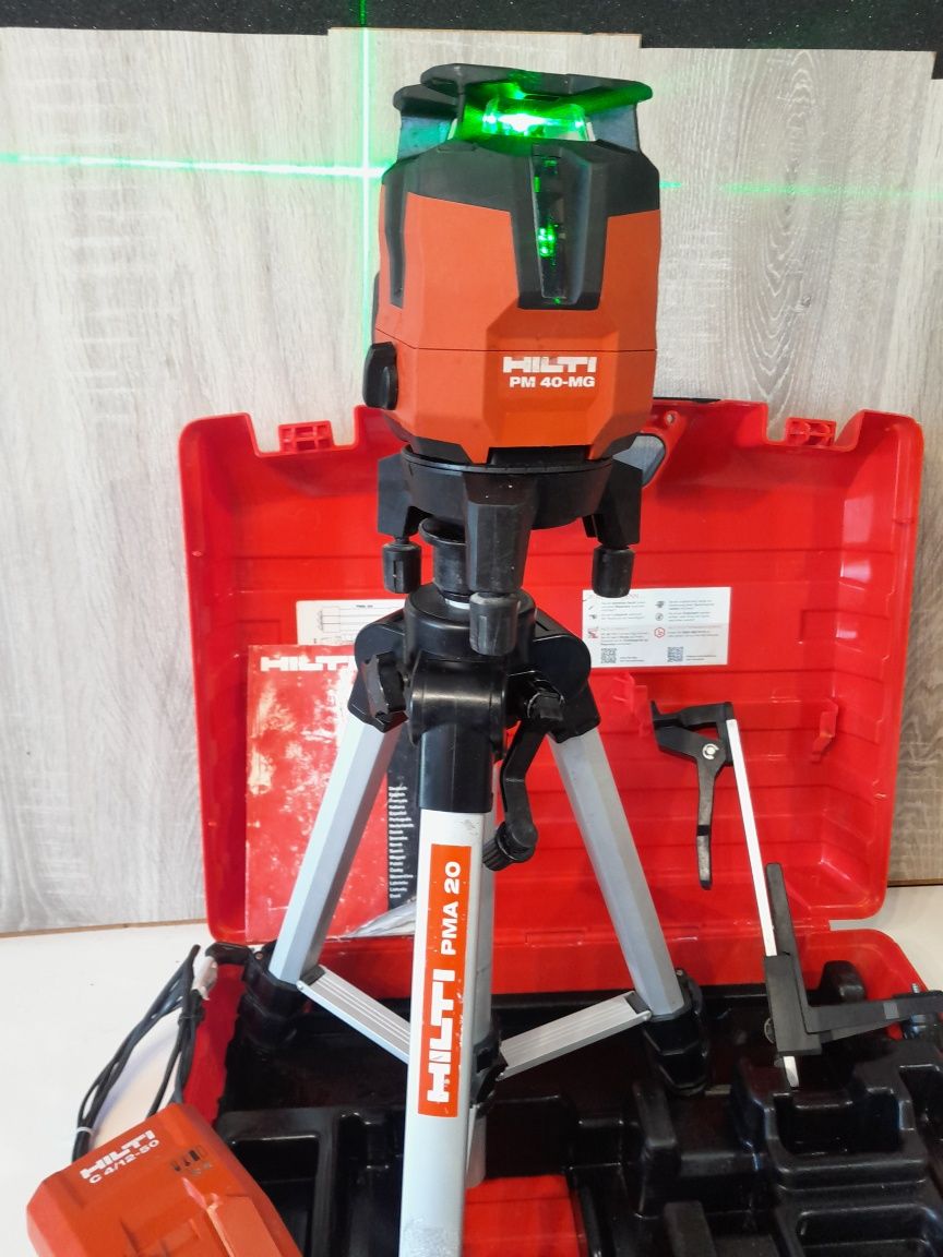 HILTI PM 40 MG laser krzyżowy zielony PM 20 styyw uchwyt zestaw