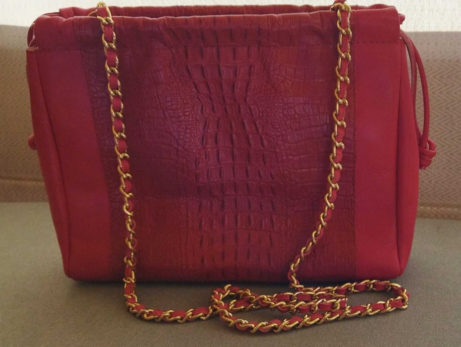 Carteira senhora pele genuína vermelha