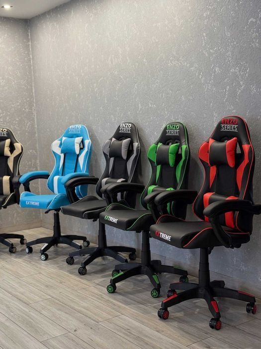 Комп'ютерне крісло з екошкіри + 2 подушки ENZO 8 КОЛЬОРІВ НА ВИБІР