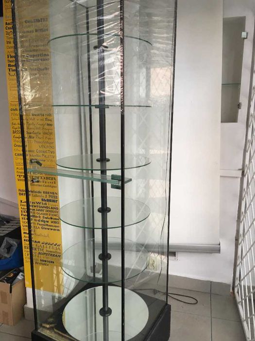 Szklana Gablota Witryna Sklepowa Obrotowa, i oświetlenie