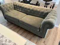 Elegancka sofa Chesterfield 3-osobowa + 2 fotele – szary zestaw