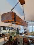 Rustykalna Lampa Wisząca Drewniana belka 4 żar., 100cm