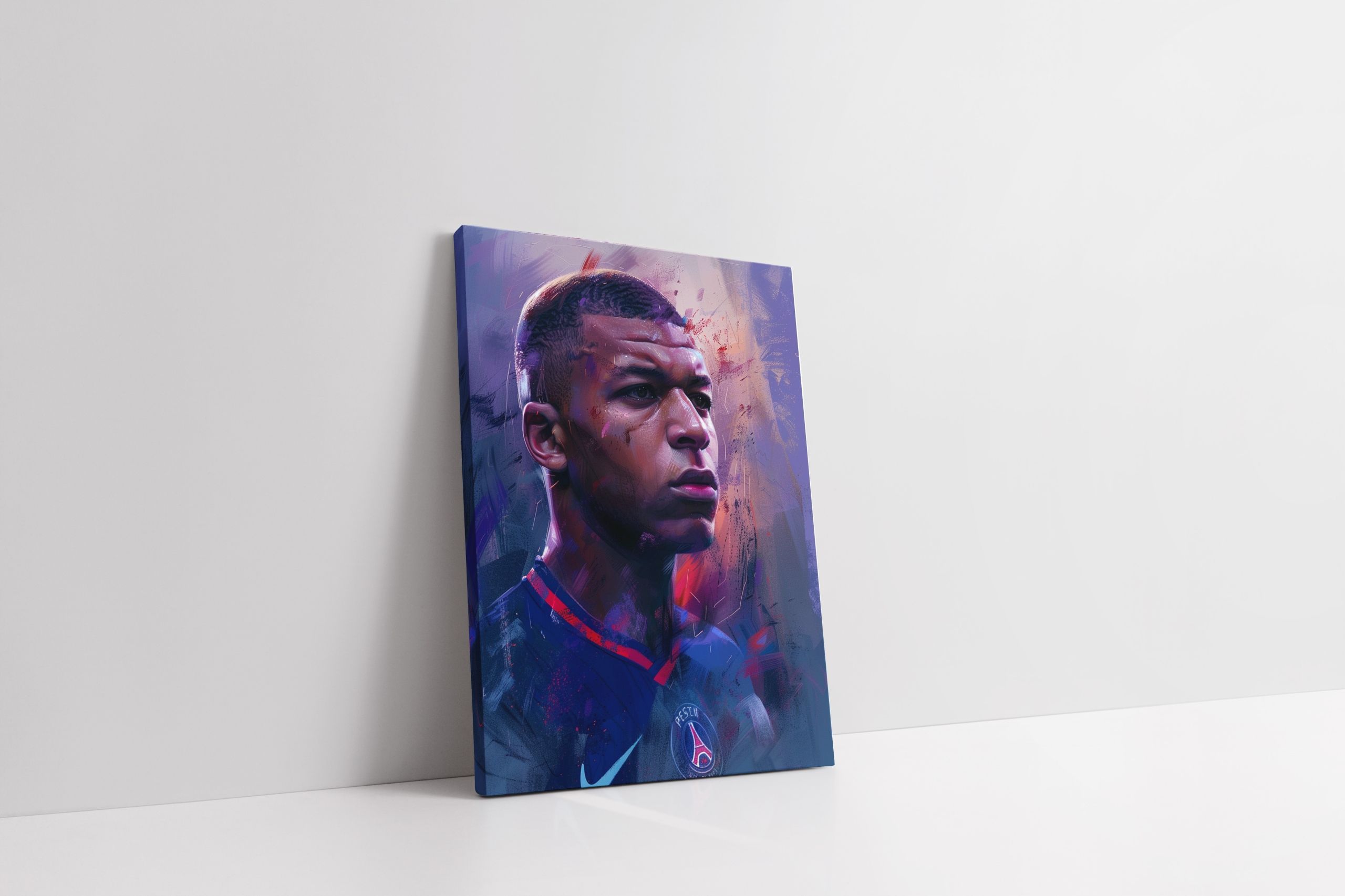Nowoczesny Portret Kylian Mbappé na Płótnie 60x80 cm - Idealny Prezent
