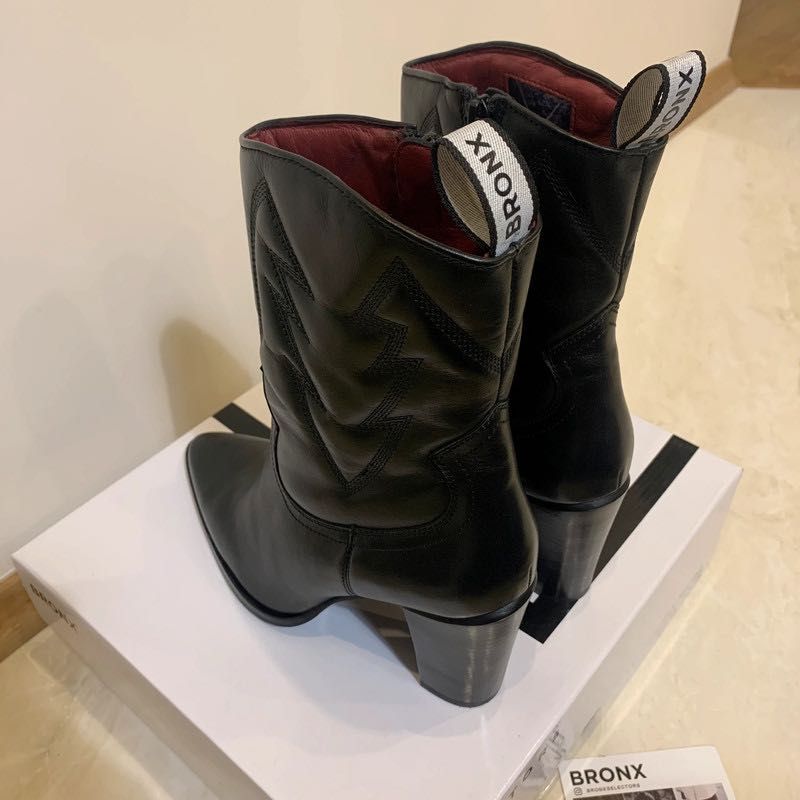Buty Bronx Czarne Kowbojki Botki