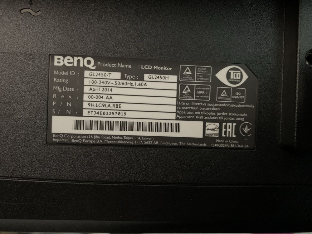 Monitor benq 24” gl2450-t hdmi full hd sprawny