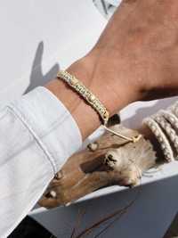 Essence bracelet : Pulseira beje com 6 peças em madeira clara