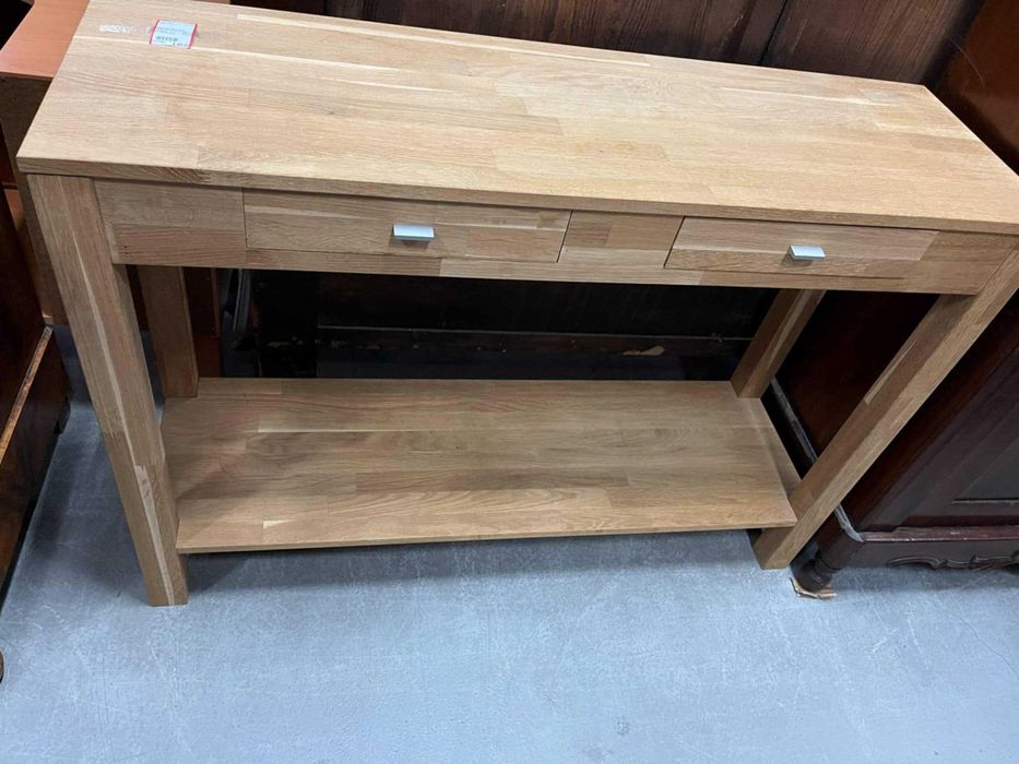 Stolik konsola drewniana dębowa naturalna nowoczesna prosta FV DOWÓZ