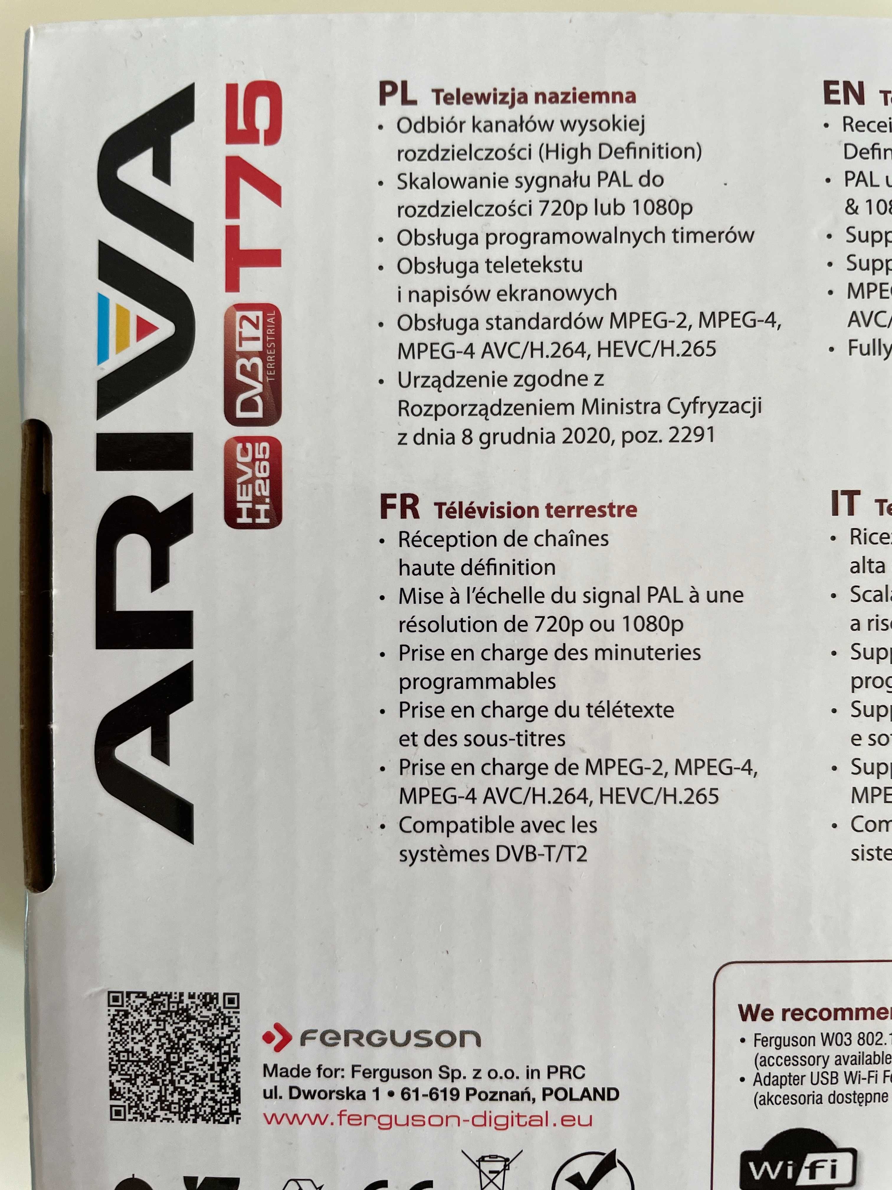 Dekoder TV naziemnej DVB-T/T2 Ferguson Ariva T75