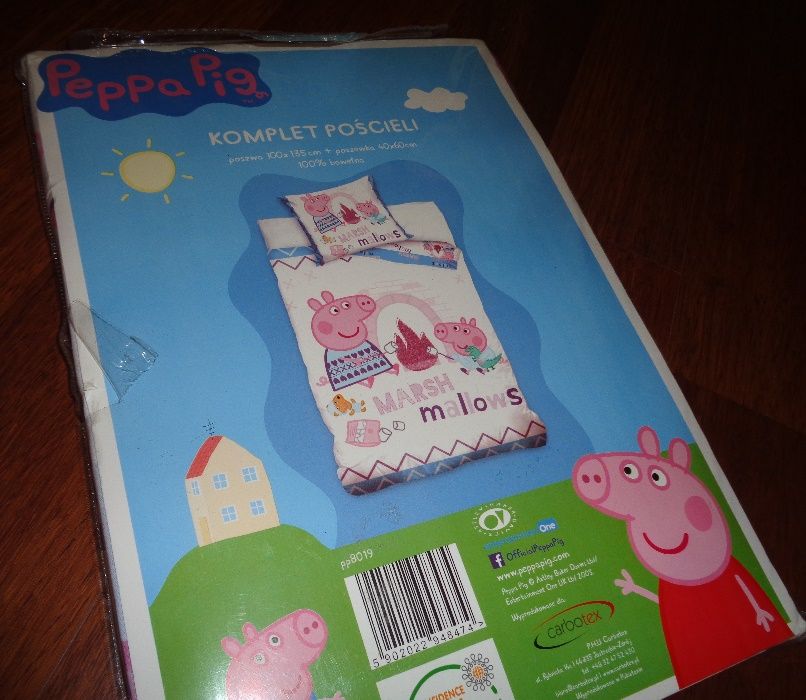 PEPPA PIG nowy komplet pościeli poszwa 100x135 + poszewka 40x60 cotton