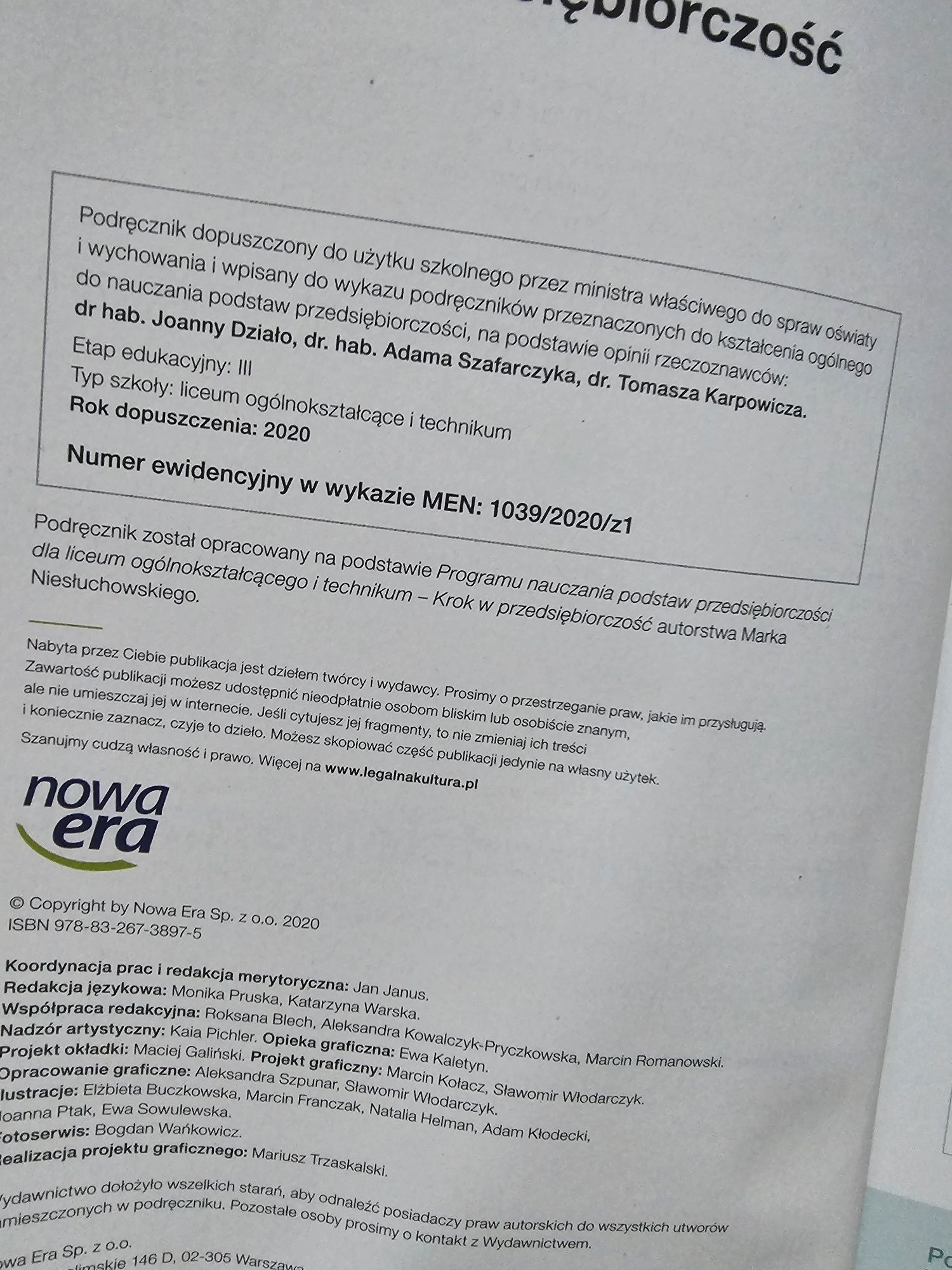 Podręcznik Krok w przedsiębiorczość rok 2020 za 10 zł