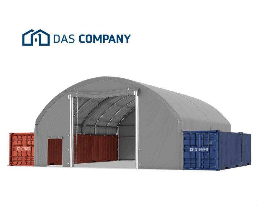 12x24m Namiot ZADASZENIE do kontenerów WEJŚCIE+WJAZD Tył pełny