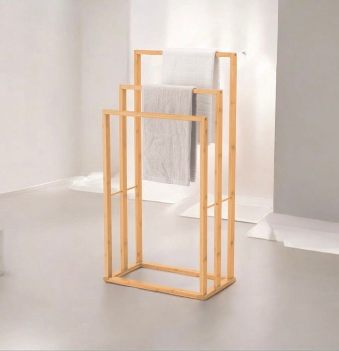 Nowy jasny bambusowy wieszak na ręczniki