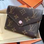 Louis Vuitton VICTORINE klasyczny portfel z monogramem różowa klamra