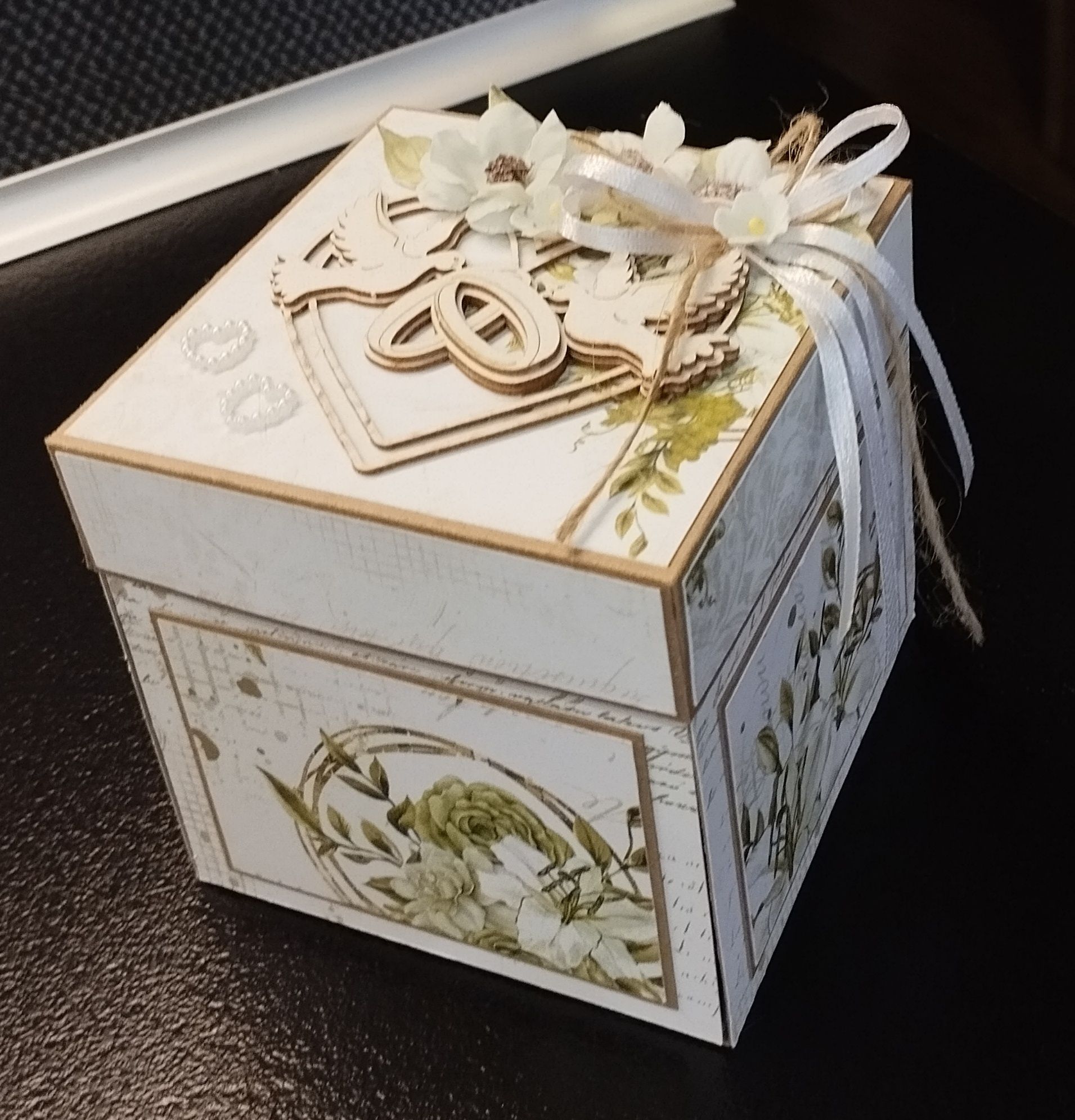 Kartka ślubna, pudełko, exploding box