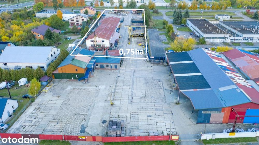 Komercyjna działka 0,75ha, zabudowana, budynki 1603m2, miasto Suwałki.