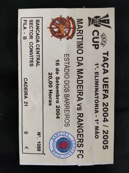 Bilhete Marítimo Rangers UEFA 2004/05