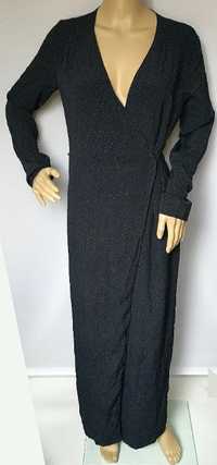 Sukienka XS 34 Stylein Granatowa Groszki Kropki Long Maxi Długa
