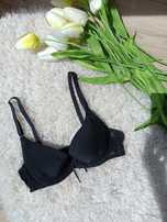 czarny stanik z kokardką h&M biustonosz 75 B