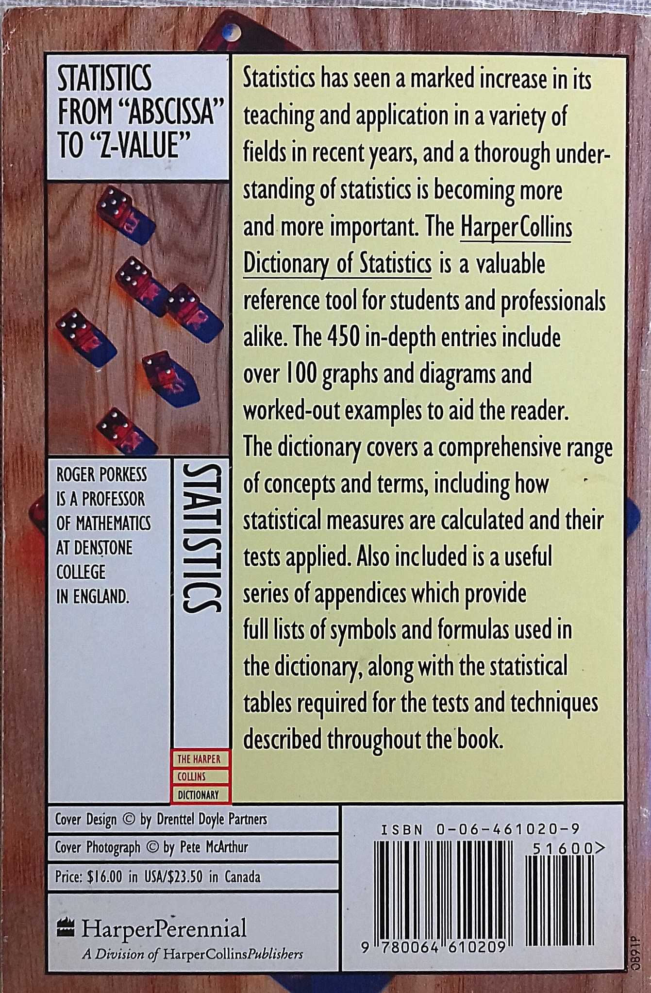 Harper Collins Dictionary of Statistics. Roger Porkess. Inclui portes