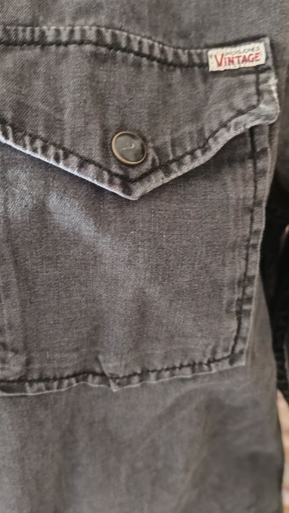 Męska koszula jeans ciemno szara wyblakła czerń rozmiar M . Jack &Jone