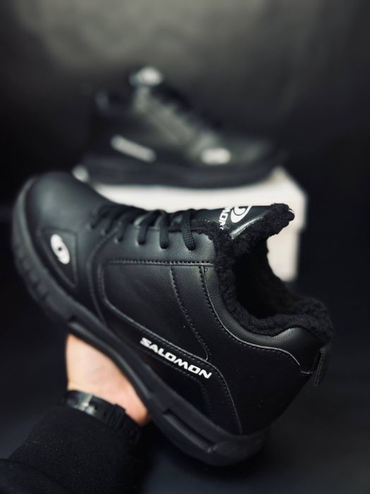 Кожаные кроссовки Саломон / Salomon зимние красовки Саламон / зима мех