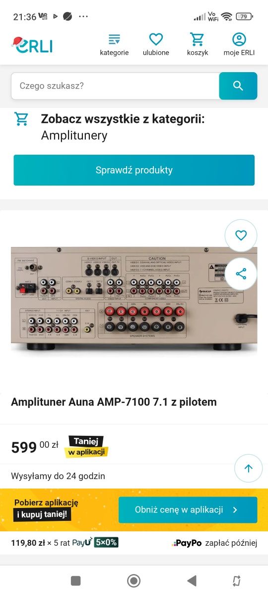 Amplituner Auna AMP-7100,7.1/2x130W+5x50Watt.