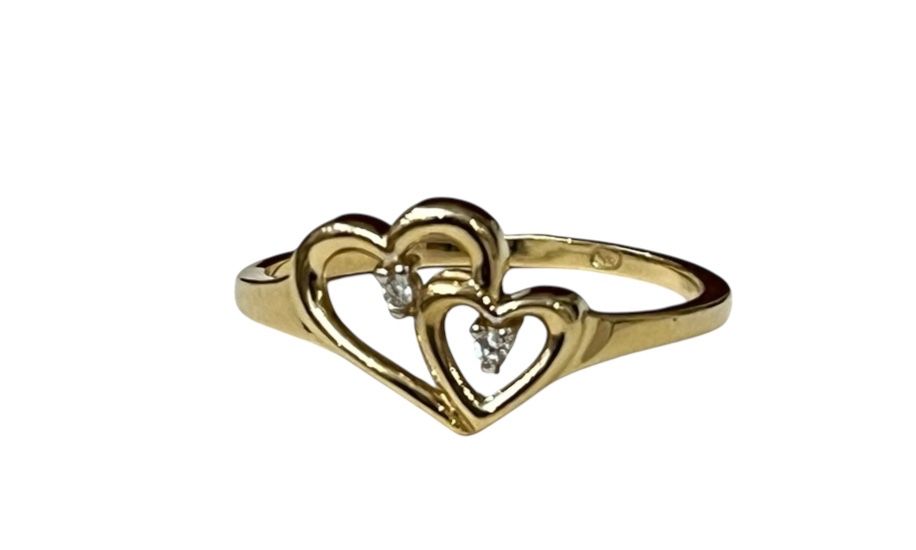 Złoty Pierścionek Serduszka  PR. 585 (14K) Rozmiar 17