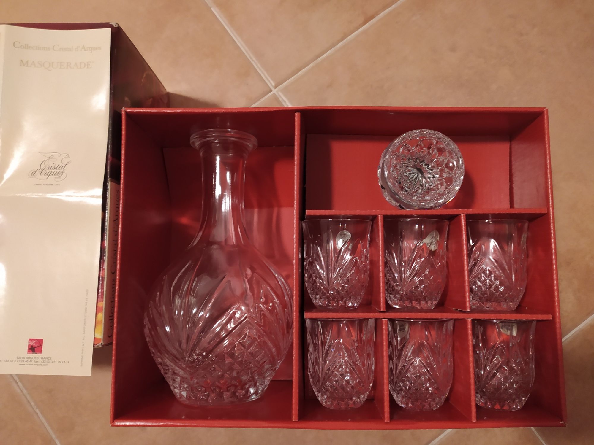 Garrafa e copos Cristal D'Arques Paris