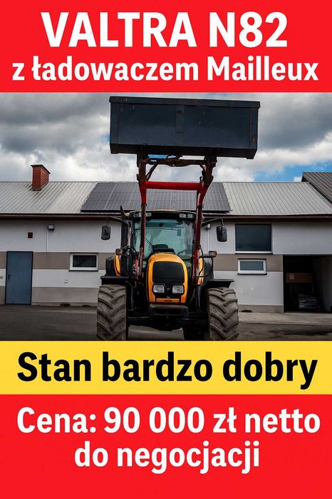 Ciągnik rolniczy Valtra N82 (2009) + ładowacz czołowy z łyżką